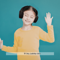 girl wearing headphones