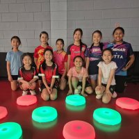 group of kids ready to play with glow pods